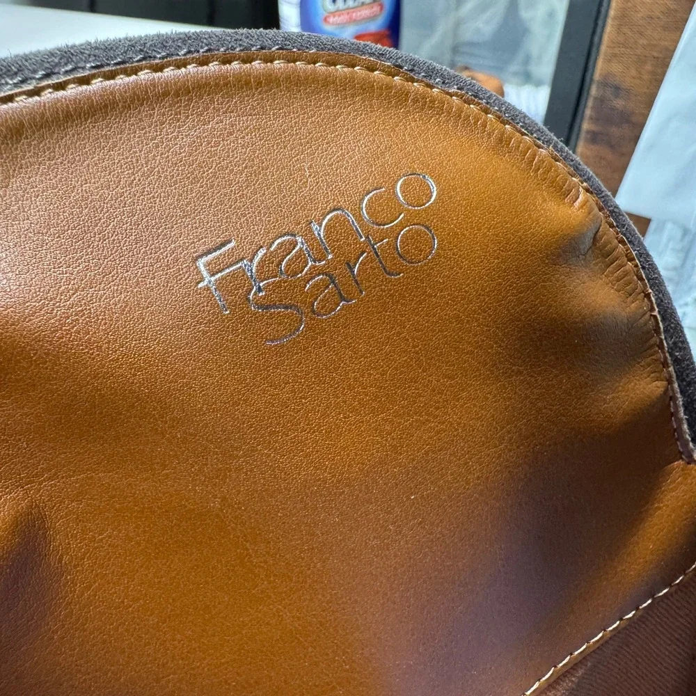 New Franco‎ Sarto Cutler Tall Riding Boots Womens 10M Grey Leather Buckle Knee